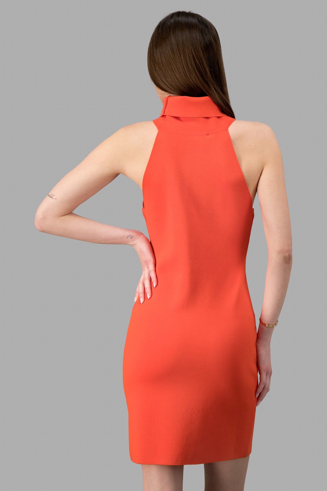 High neck mini dress
