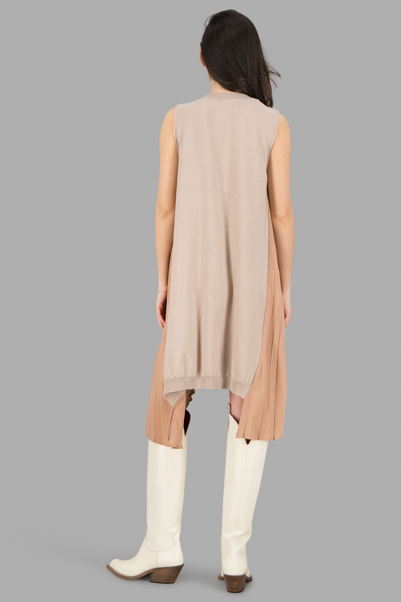 Pleated Knee-Length Dress